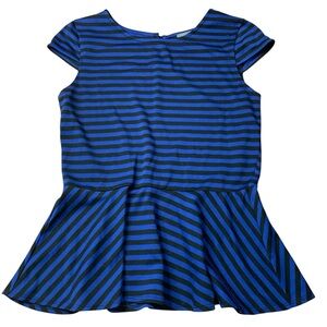 Smart Set | Blue & Black Striped Peplum Top - Size Medium